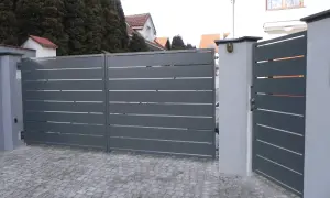 Nowoczesny schemat fundament pod bramę dwuskrzydłową. Solidna konstrukcja, estetyczny wygląd.