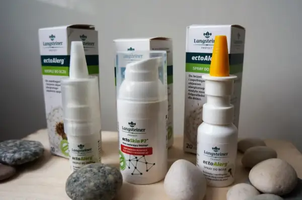Produkty Langsteiner ectoAlarg i ectoSkin P7, w tym krople do oczu i spray do nosa, pomagają w walce z objawami alergii.